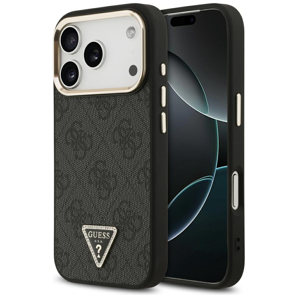 Coque MagSafe pour Apple iPhone 18 Pro / 17 Pro, Guess, Logo Triangle 4G, Noire