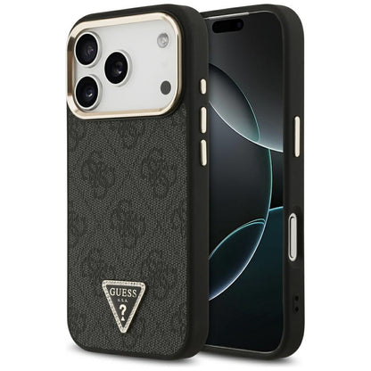 Coque MagSafe pour Apple iPhone 18 Pro / 17 Pro, Guess, Logo Triangle 4G, Noire