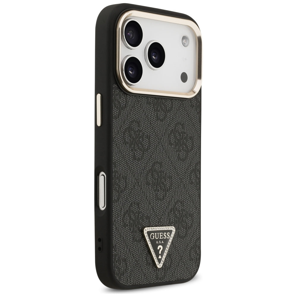 Coque MagSafe pour Apple iPhone 18 Pro / 17 Pro, Guess, Logo Triangle 4G, Noire