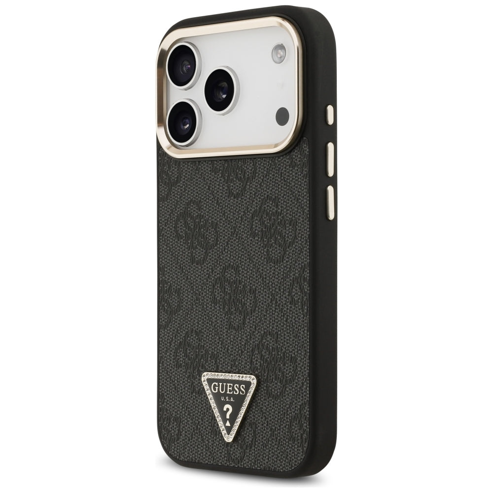 Coque MagSafe pour Apple iPhone 18 Pro / 17 Pro, Guess, Logo Triangle 4G, Noire