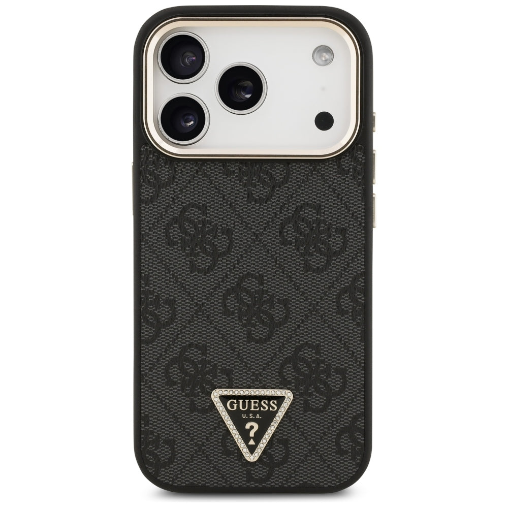 Coque MagSafe pour Apple iPhone 18 Pro / 17 Pro, Guess, Logo Triangle 4G, Noire