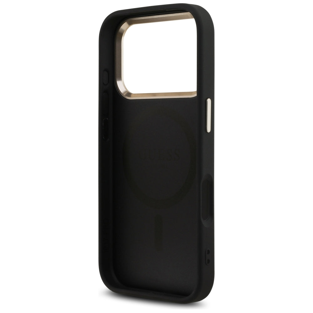 Coque MagSafe pour Apple iPhone 18 Pro / 17 Pro, Guess, Logo Triangle 4G, Noire