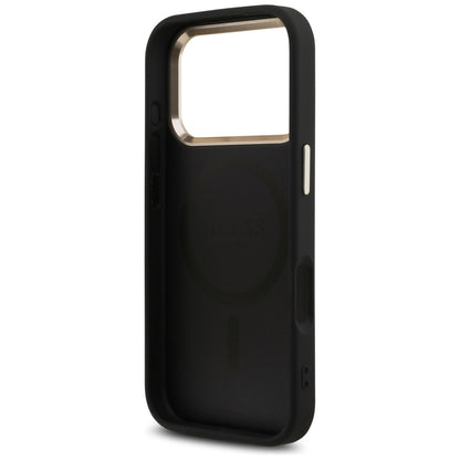 Coque MagSafe pour Apple iPhone 18 Pro / 17 Pro, Guess, Logo Triangle 4G, Noire