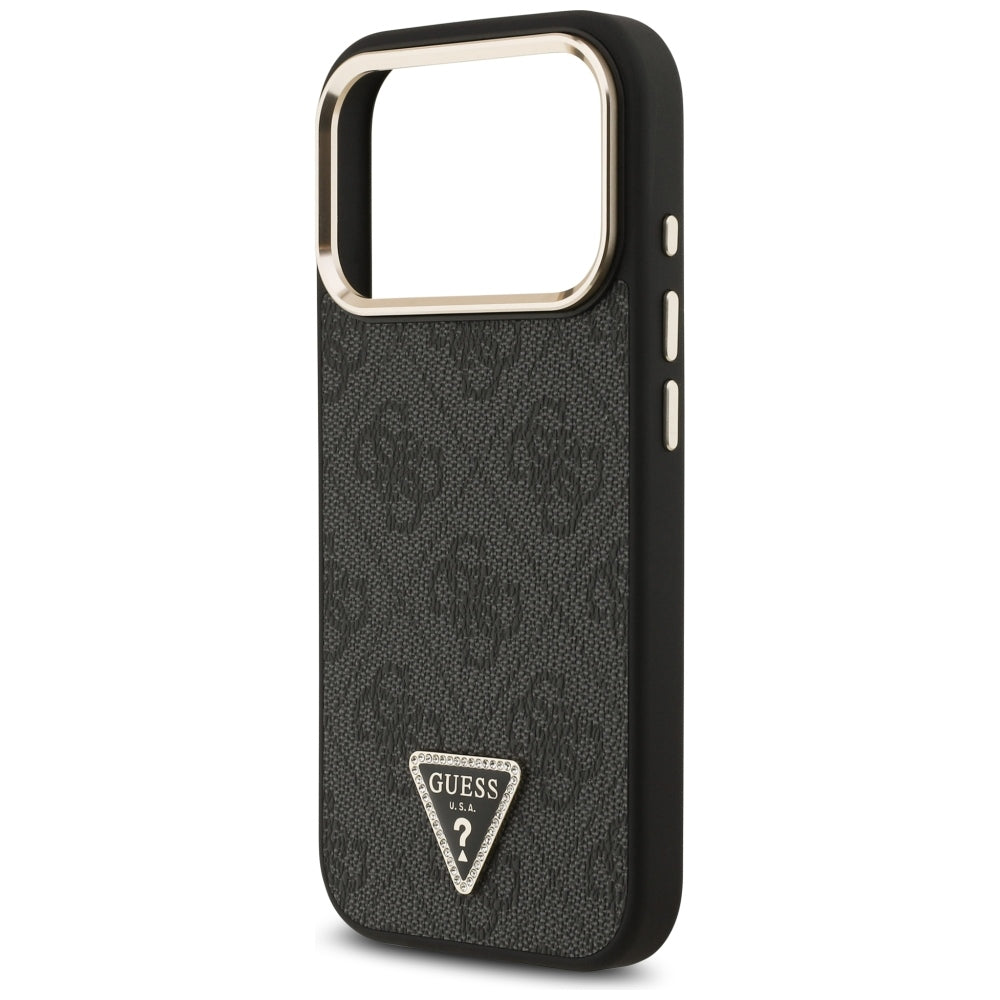 Coque MagSafe pour Apple iPhone 18 Pro / 17 Pro, Guess, Logo Triangle 4G, Noire