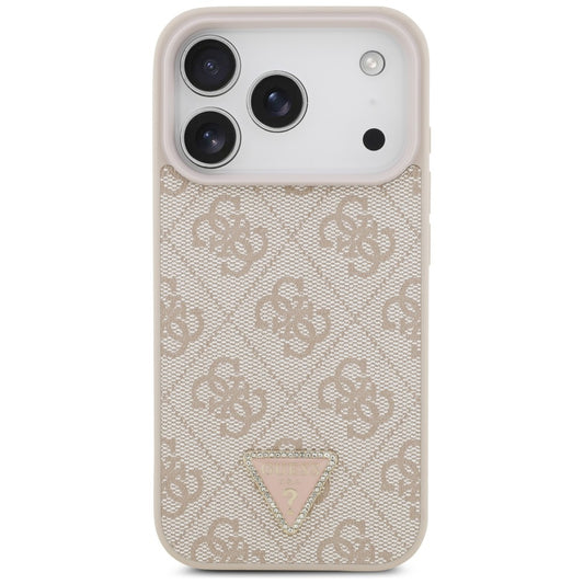 Coque MagSafe pour Apple iPhone 18 Pro / 17 Pro, Guess, 4G Triangle Strass, Rose