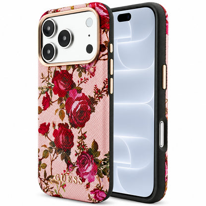 MagSafe-Hülle für Apple iPhone 18 Pro / 17 Pro, Guess, Blossom Roses Print, Rosa