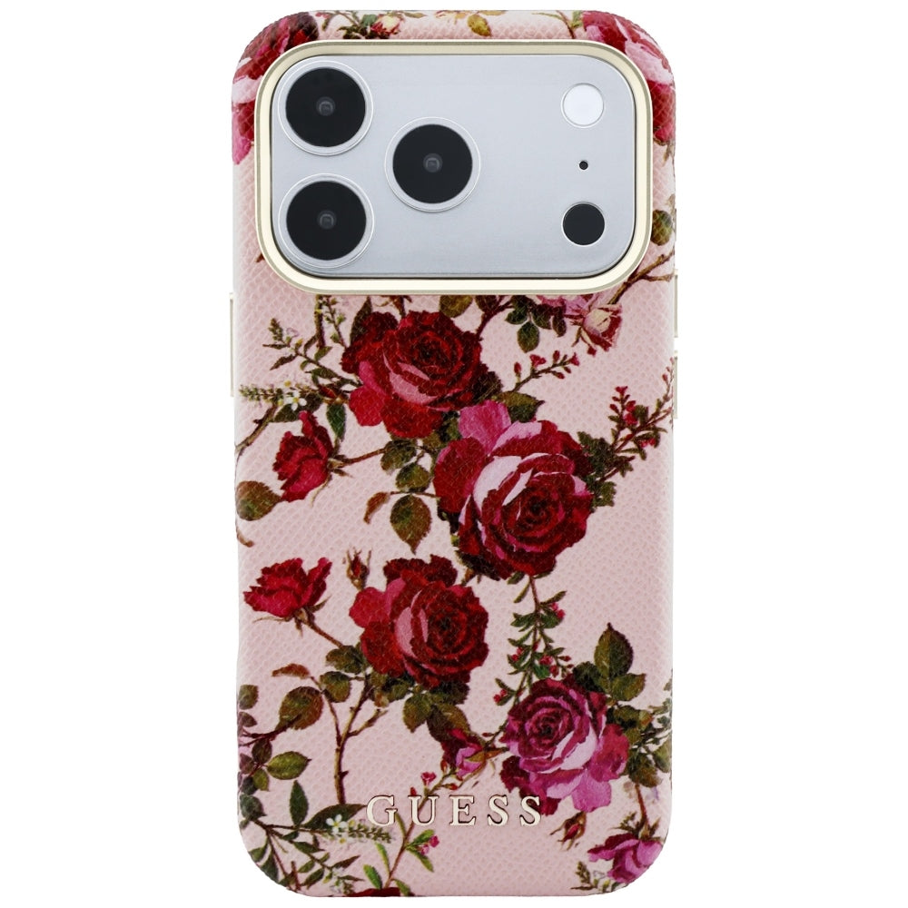MagSafe-Hülle für Apple iPhone 18 Pro / 17 Pro, Guess, Blossom Roses Print, Rosa