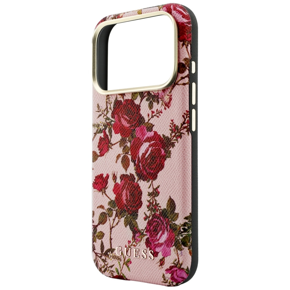 MagSafe-Hülle für Apple iPhone 18 Pro / 17 Pro, Guess, Blossom Roses Print, Rosa