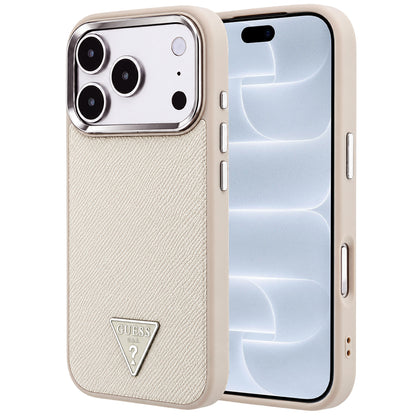 Coque MagSafe pour Apple iPhone 18 Pro / 17 Pro, Guess, Logo Triangle Grainé, Beige