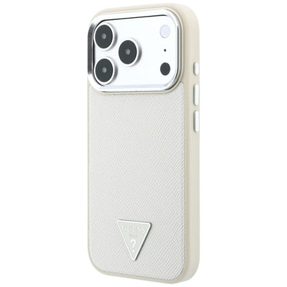 Coque MagSafe pour Apple iPhone 18 Pro / 17 Pro, Guess, Logo Triangle Grainé, Beige