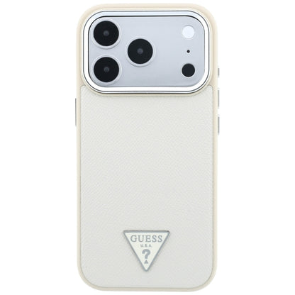 Coque MagSafe pour Apple iPhone 18 Pro / 17 Pro, Guess, Logo Triangle Grainé, Beige