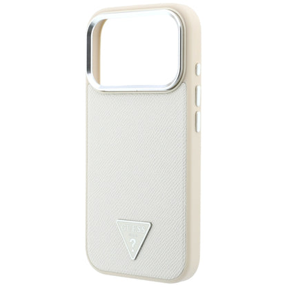 Coque MagSafe pour Apple iPhone 18 Pro / 17 Pro, Guess, Logo Triangle Grainé, Beige