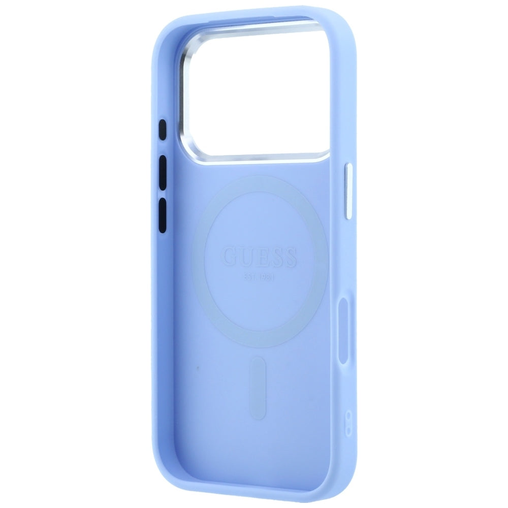 MagSafe-Hülle für Apple iPhone 18 Pro / 17 Pro, Guess, Geprägtes Dreieck-Logo, Blau