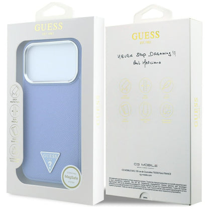 MagSafe-Hülle für Apple iPhone 18 Pro / 17 Pro, Guess, Geprägtes Dreieck-Logo, Blau