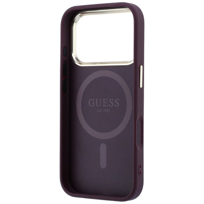 Coque MagSafe pour Apple iPhone 18 Pro / 17 Pro, Guess, Logo Triangle Grainé, Bordeaux