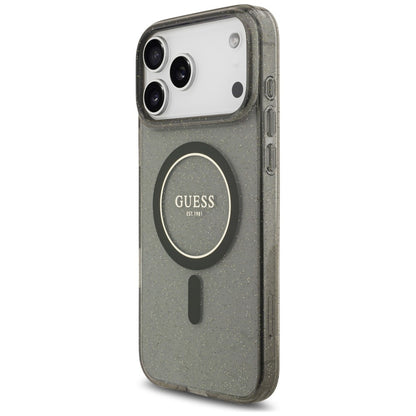 MagSafe-Hülle für Apple iPhone 18 Pro / 17 Pro, Guess, IML Glitter with Pearl Strap, Schwarz