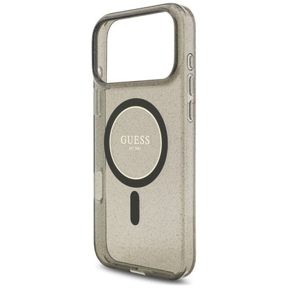 MagSafe-Hülle für Apple iPhone 18 Pro / 17 Pro, Guess, IML Glitter with Pearl Strap, Schwarz