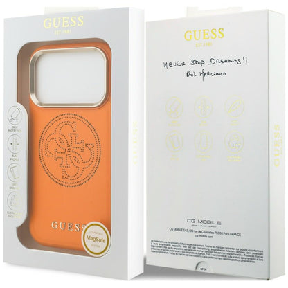 MagSafe-Hülle für Apple iPhone 18 Pro / 17 Pro, Guess, Perforated 4G, Orange