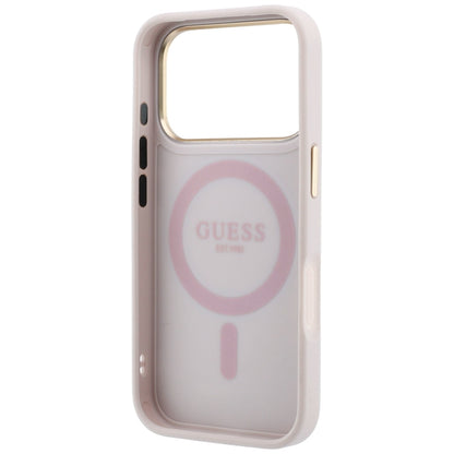 Coque MagSafe pour Apple iPhone 18 Pro / 17 Pro, Guess, Support Anneau 360 4G Logo Classique, Rose
