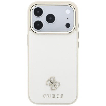 Coque MagSafe pour Apple iPhone 18 Pro / 17 Pro, Guess, Saffiano Small 4G Classic, Beige