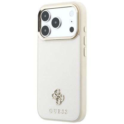 Coque MagSafe pour Apple iPhone 18 Pro / 17 Pro, Guess, Saffiano Small 4G Classic, Beige