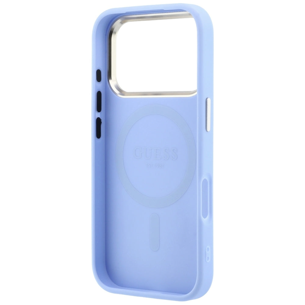 MagSafe-Hülle für Apple iPhone 18 Pro / 17 Pro, Guess, Saffiano Small 4G Classic, Blau