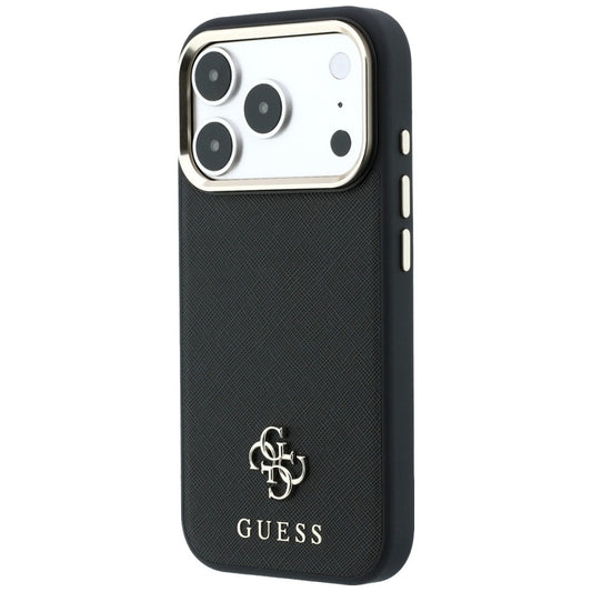 MagSafe-Hülle für Apple iPhone 18 Pro / 17 Pro, Guess, Saffiano Small 4G Classic, Schwarz
