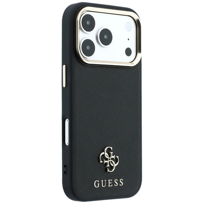 MagSafe-Hülle für Apple iPhone 18 Pro / 17 Pro, Guess, Saffiano Small 4G Classic, Schwarz