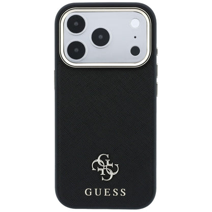 MagSafe-Hülle für Apple iPhone 18 Pro / 17 Pro, Guess, Saffiano Small 4G Classic, Schwarz