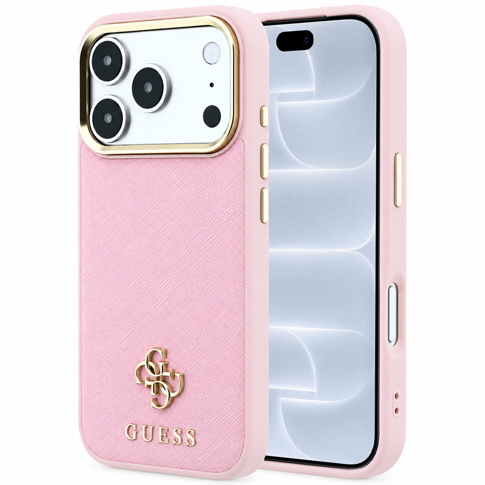 MagSafe-Hülle für Apple iPhone 18 Pro / 17 Pro, Guess, Saffiano Small 4G Classic, Rosa