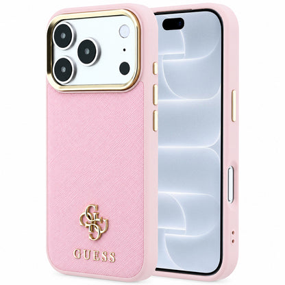 MagSafe-Hülle für Apple iPhone 18 Pro / 17 Pro, Guess, Saffiano Small 4G Classic, Rosa