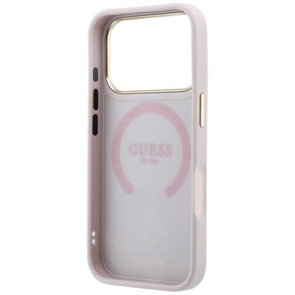 MagSafe-Hülle für Apple iPhone 18 Pro / 17 Pro, Guess, Stripe Peony 4G, Rosa