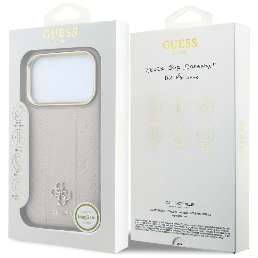 MagSafe-Hülle für Apple iPhone 18 Pro / 17 Pro, Guess, Stripe Peony 4G, Rosa