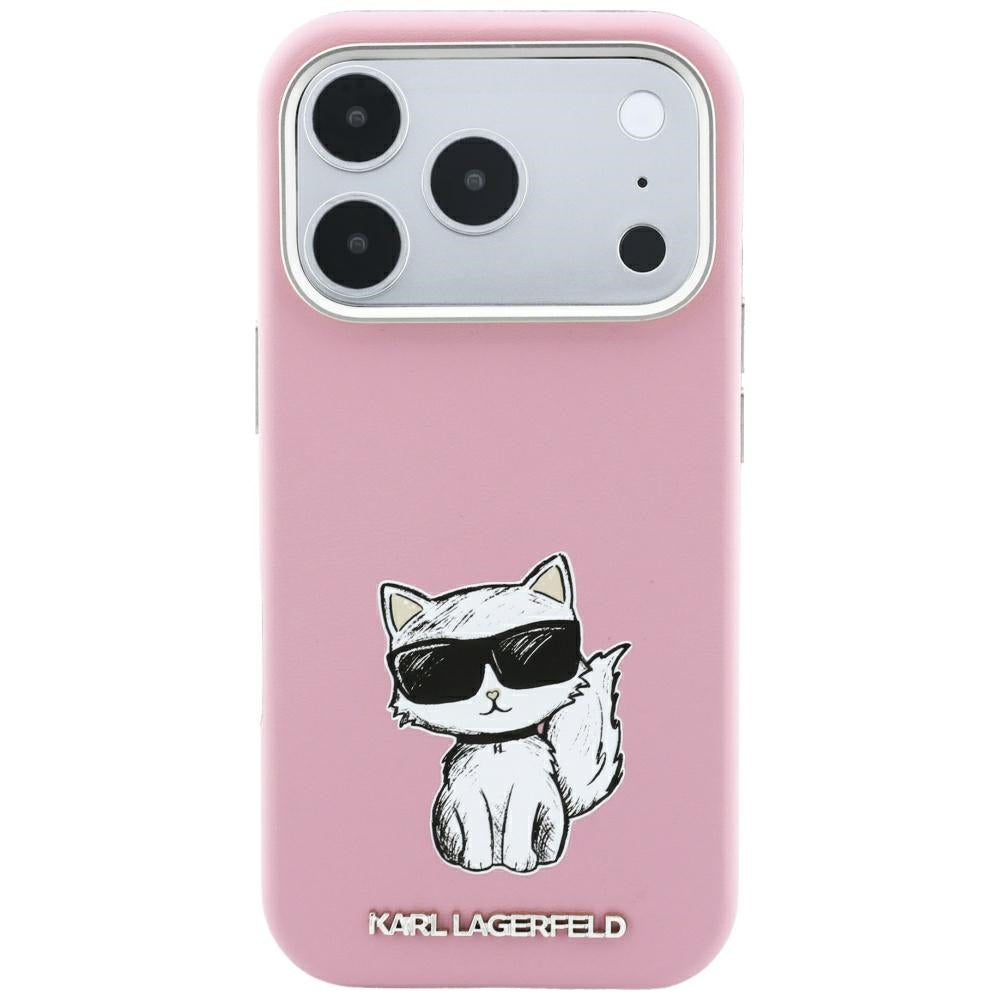 Coque MagSafe pour Apple iPhone 18 Pro / 17 Pro, Karl Lagerfeld, Choupette Sketch, Rose