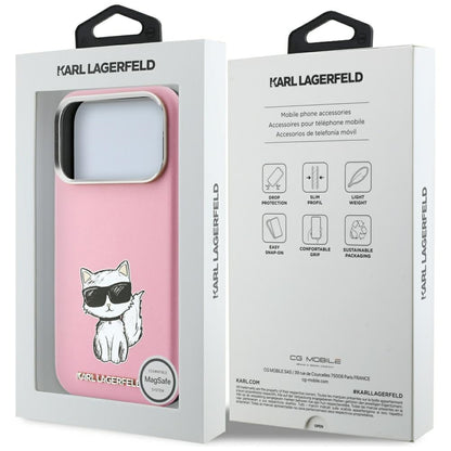 Coque MagSafe pour Apple iPhone 18 Pro / 17 Pro, Karl Lagerfeld, Choupette Sketch, Rose