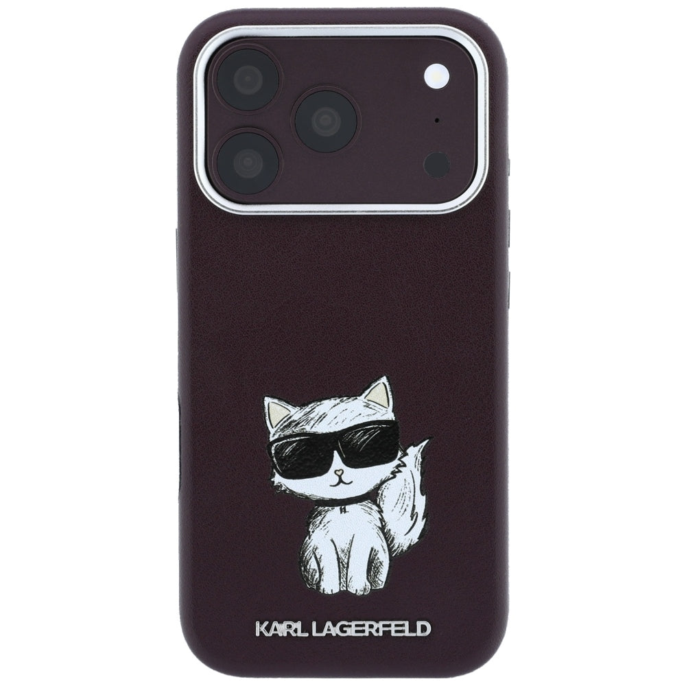 MagSafe-Hülle für Apple iPhone 18 Pro / 17 Pro, Karl Lagerfeld, Choupette Sketch, Weinrot