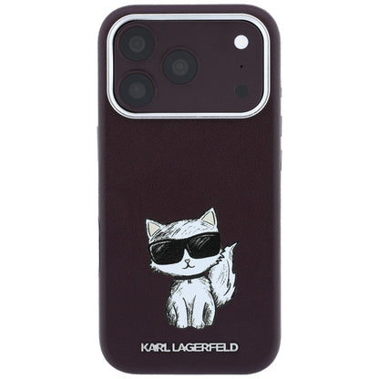MagSafe-Hülle für Apple iPhone 18 Pro / 17 Pro, Karl Lagerfeld, Choupette Sketch, Weinrot
