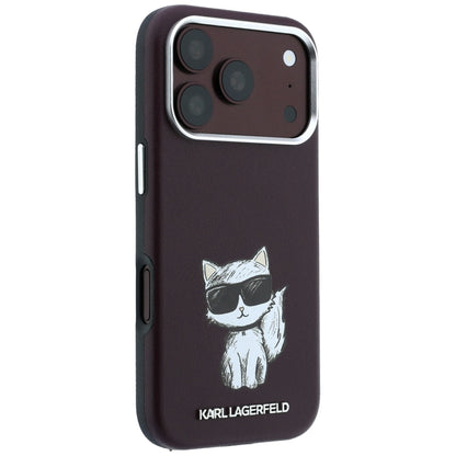 MagSafe-Hülle für Apple iPhone 18 Pro / 17 Pro, Karl Lagerfeld, Choupette Sketch, Weinrot