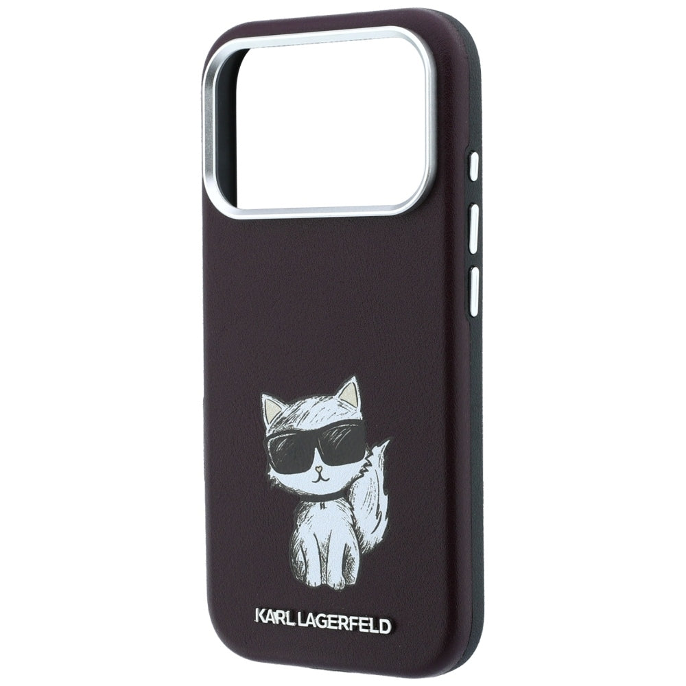 MagSafe-Hülle für Apple iPhone 18 Pro / 17 Pro, Karl Lagerfeld, Choupette Sketch, Weinrot