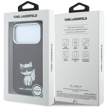MagSafe-Hülle für Apple iPhone 18 Pro / 17 Pro, Karl Lagerfeld, Choupette Sketch, Weinrot