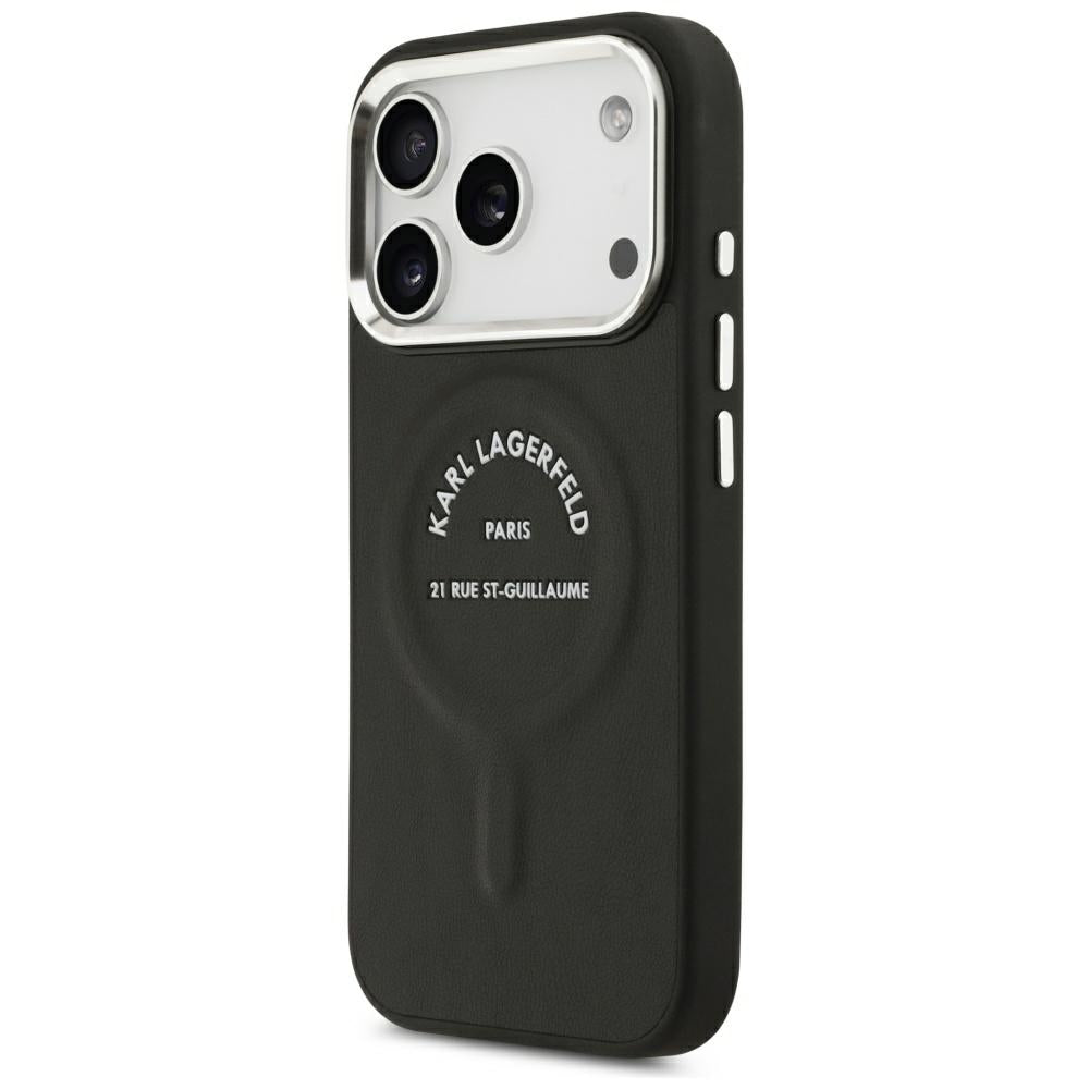 MagSafe-Hülle für Apple iPhone 18 Pro / 17 Pro, Karl Lagerfeld, EMB. Ring mit Karl RSG Logo, Schwarz