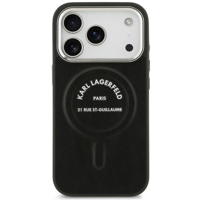 MagSafe-Hülle für Apple iPhone 18 Pro / 17 Pro, Karl Lagerfeld, EMB. Ring mit Karl RSG Logo, Schwarz