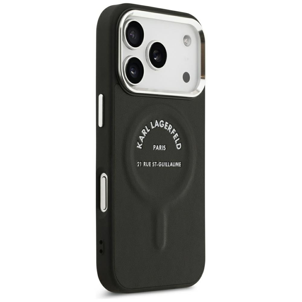 MagSafe-Hülle für Apple iPhone 18 Pro / 17 Pro, Karl Lagerfeld, EMB. Ring mit Karl RSG Logo, Schwarz