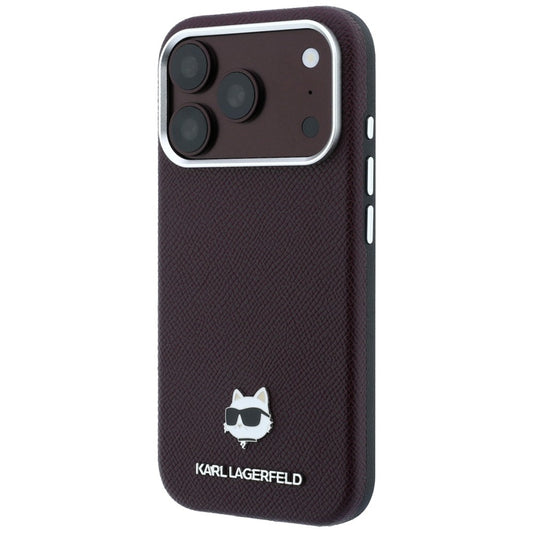 MagSafe-Hülle für Apple iPhone 18 Pro / 17 Pro, Karl Lagerfeld, Geprägter Choupette-Kopf, Weinrot