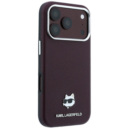 Coque MagSafe pour Apple iPhone 18 Pro / 17 Pro, Karl Lagerfeld, Tête Choupette Grainée, Bordeaux