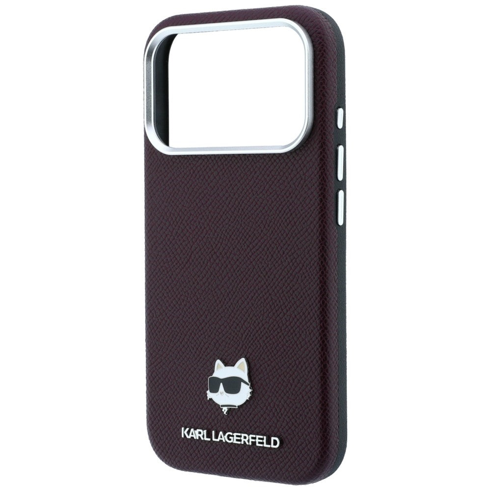 Coque MagSafe pour Apple iPhone 18 Pro / 17 Pro, Karl Lagerfeld, Tête Choupette Grainée, Bordeaux