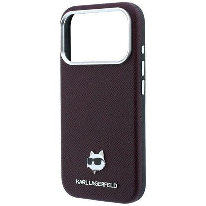 Coque MagSafe pour Apple iPhone 18 Pro / 17 Pro, Karl Lagerfeld, Tête Choupette Grainée, Bordeaux