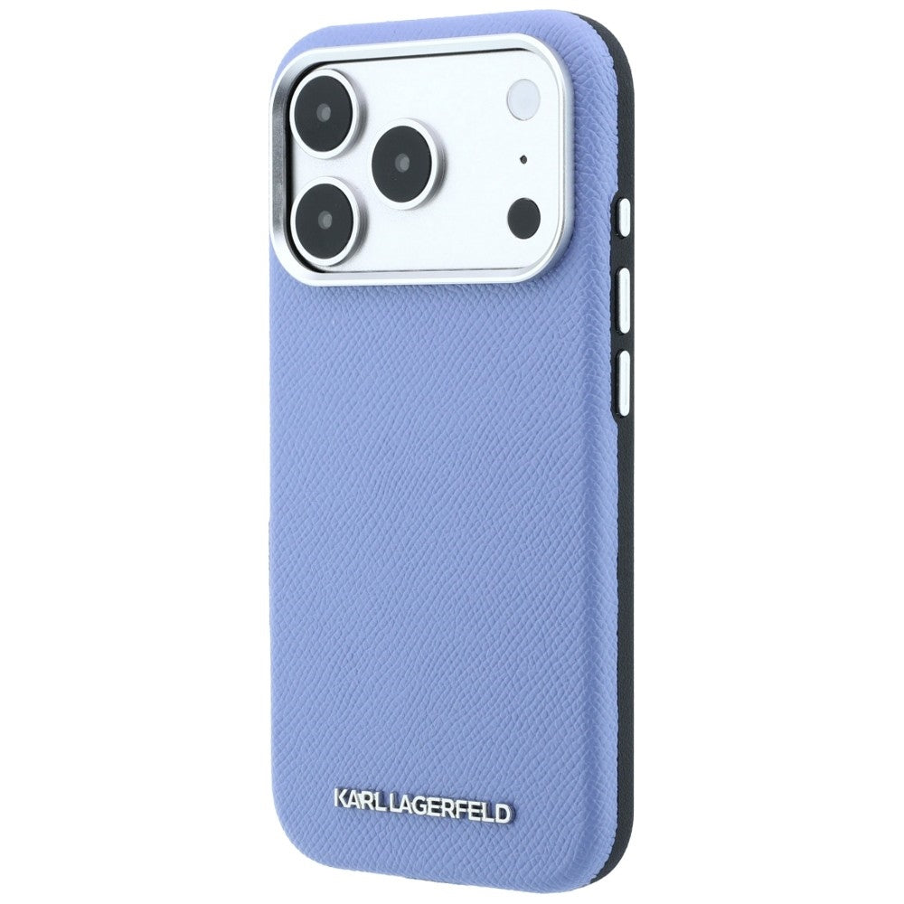 Coque MagSafe pour Apple iPhone 18 Pro / 17 Pro, Karl Lagerfeld, Logo Allongé Grainé, Bleue