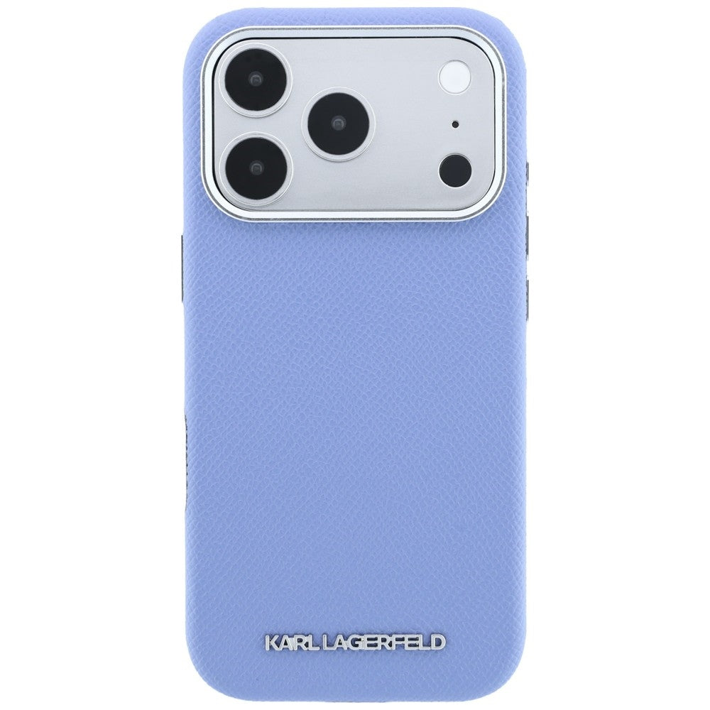 Coque MagSafe pour Apple iPhone 18 Pro / 17 Pro, Karl Lagerfeld, Logo Allongé Grainé, Bleue