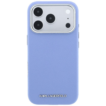 Coque MagSafe pour Apple iPhone 18 Pro / 17 Pro, Karl Lagerfeld, Logo Allongé Grainé, Bleue